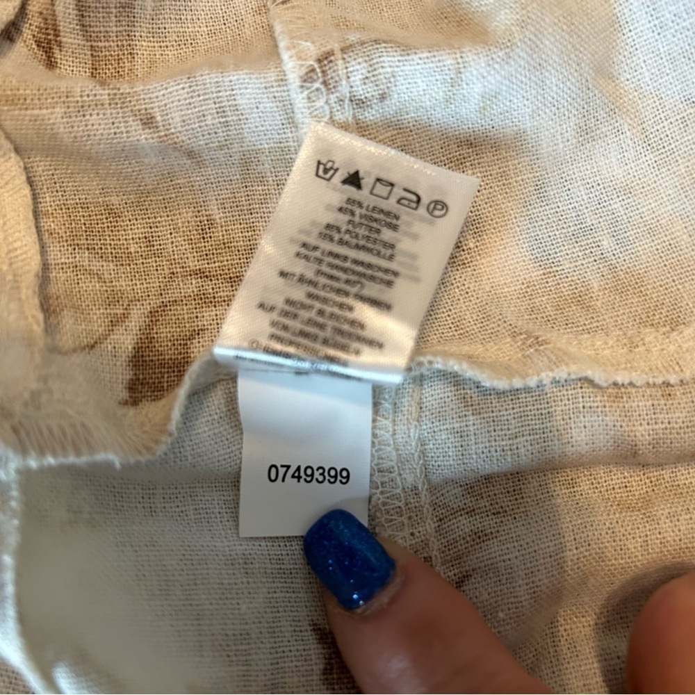House of Harlow 1960 Cream and Brown Floral & Leaf Tiered Linen Blend Maxi Dress - Picture 16 of 16